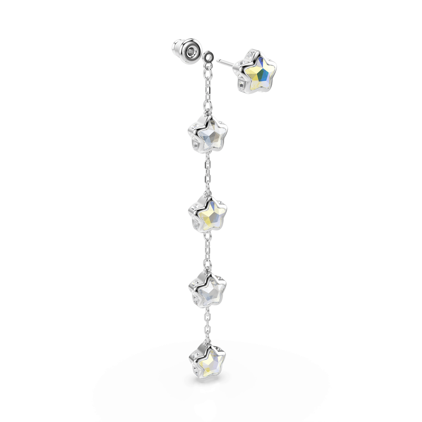 swarovski chroma earrings  mixed cuts  star  white  rhodium plated