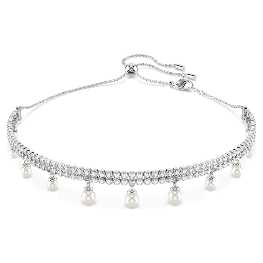 ariana grande x swarovski choker  crystal pearl  round cut  white  rhodium plated