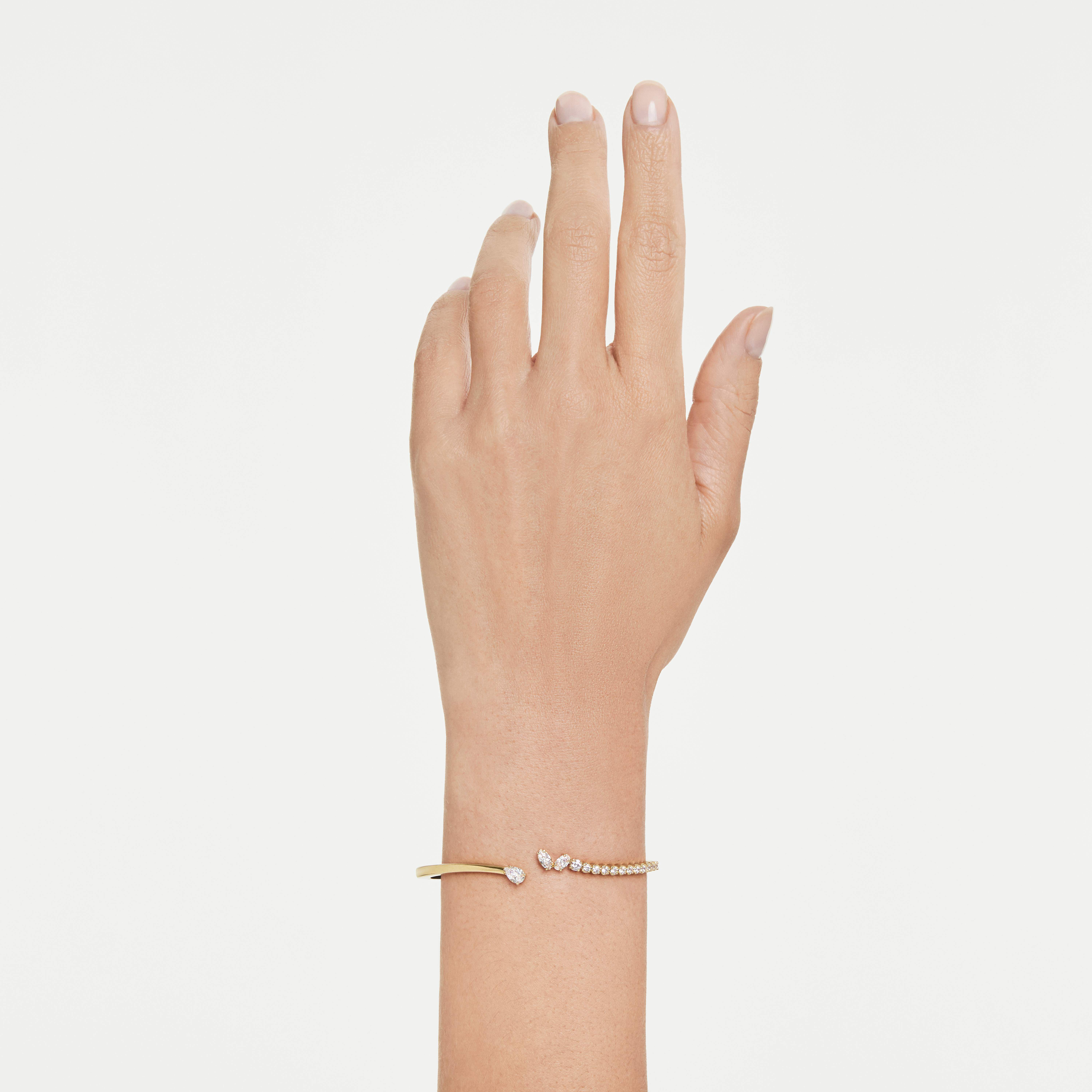 swarovski mesmera bangle  mixed cuts  white  18k gold finish