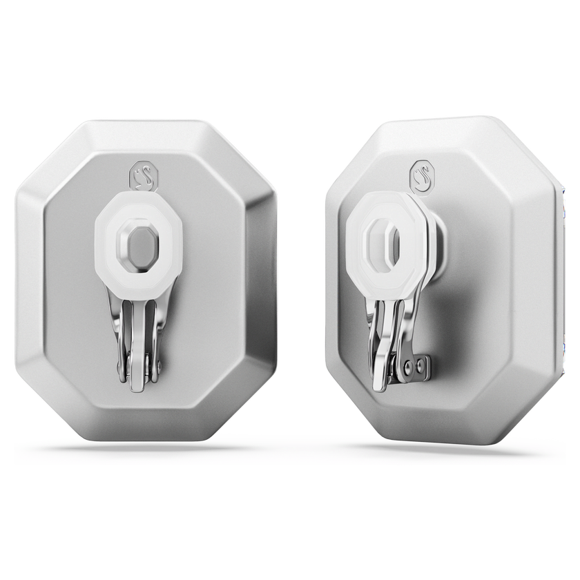 swarovski lucent clip earrings  octagon cut  white