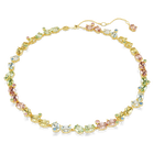 swarovski gema tennis necklace mixed cuts multicolored gold tone plated