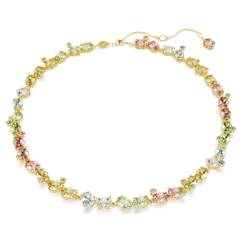 swarovski gema tennis necklace mixed cuts multicolored gold tone plated