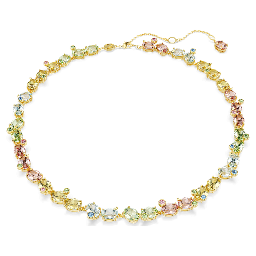 swarovski gema tennis necklace  mixed cuts  multicolored  gold tone plated