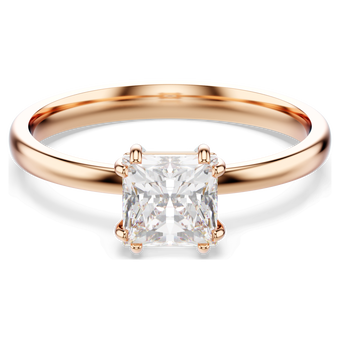 swarovski attract ring  square cut  white  rose gold tone plated