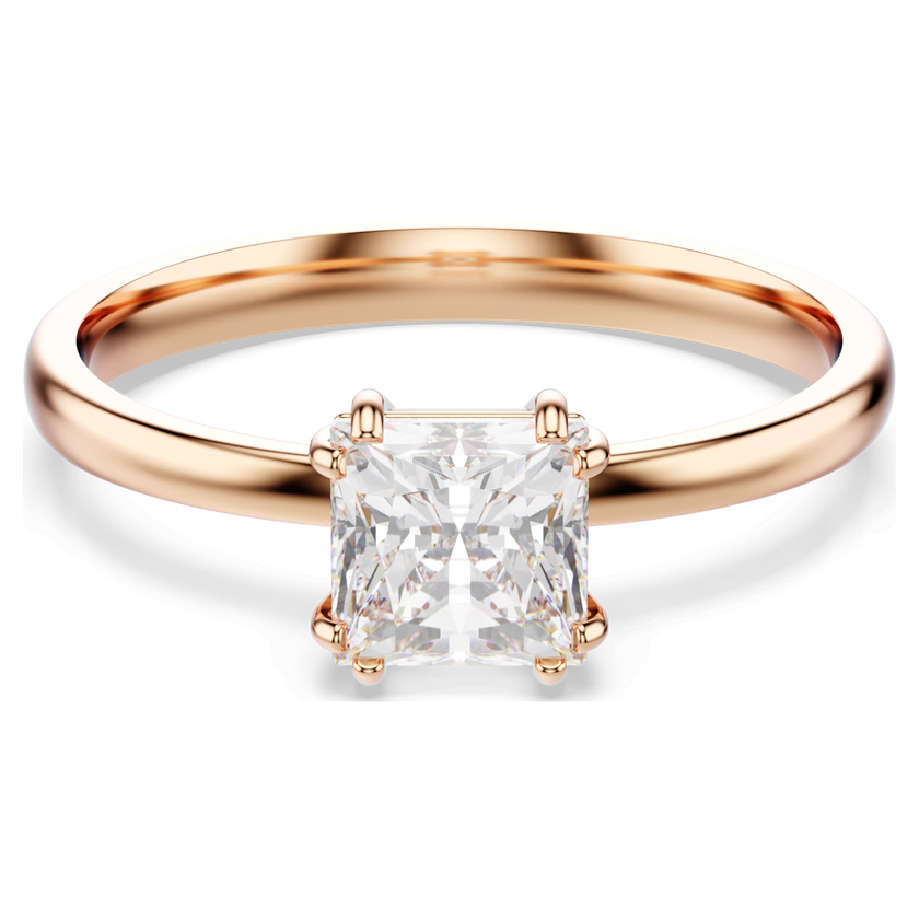 swarovski attract ring  square cut  white  rose gold tone plated