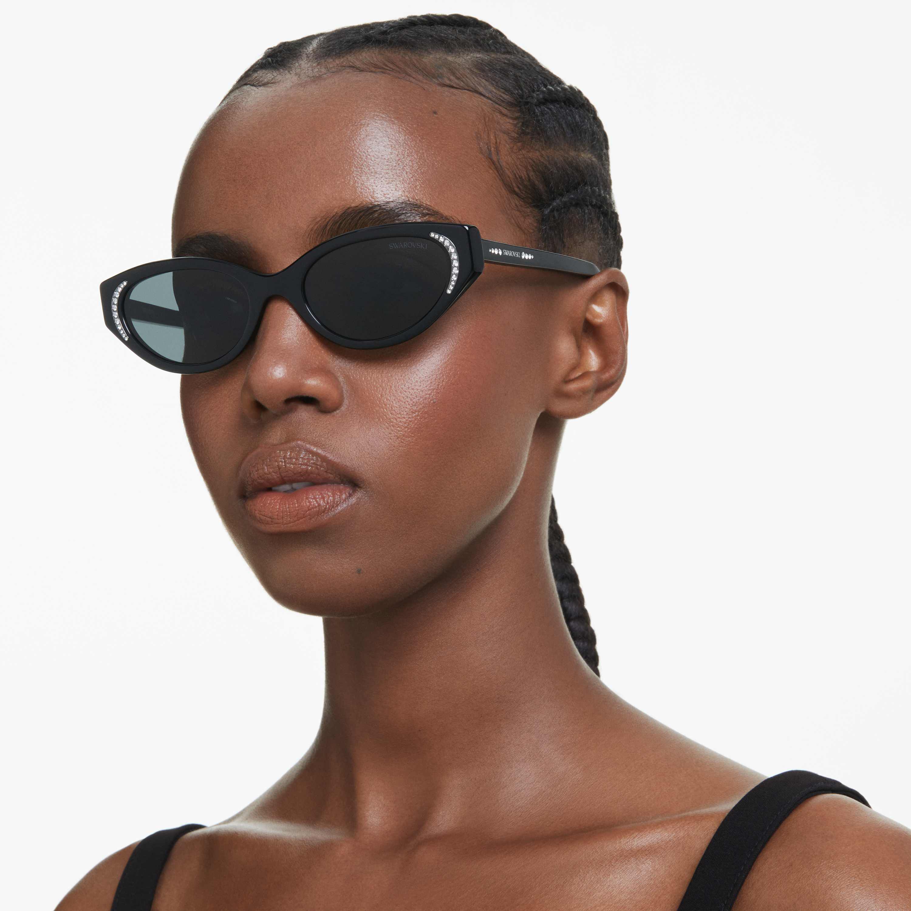 swarovski sunglasses  cat eye shape  sk6030  black