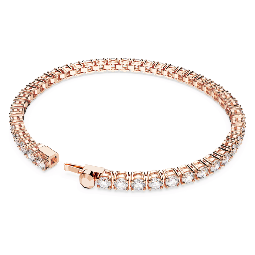 swarovski matrix tennis bracelet  round cut  white  rose gold tone plated
