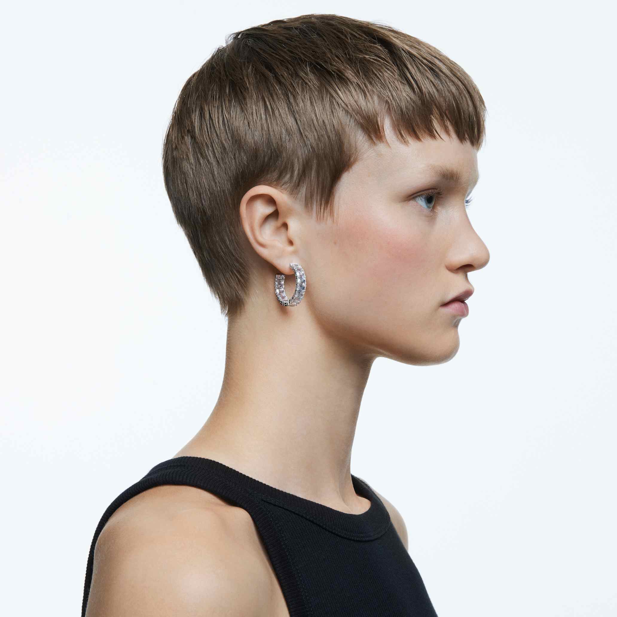 Swarovski hoop earrings shop silver