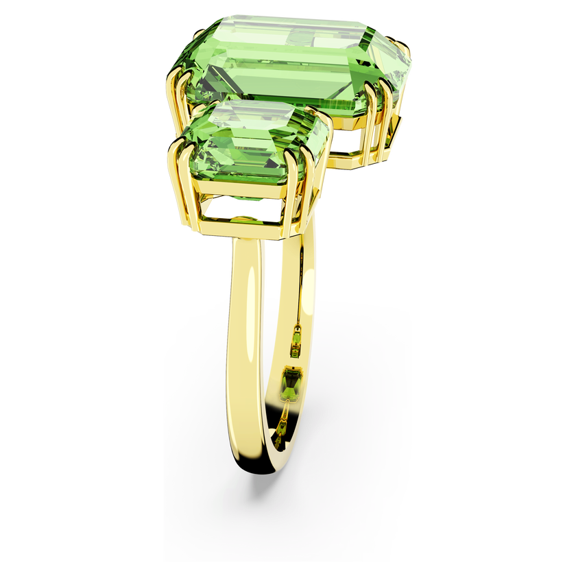 swarovski millenia cocktail ring  octagon cut crystals  green  gold tone plated