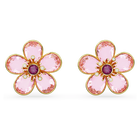 swarovski idyllia stud earrings flower pink gold tone plated