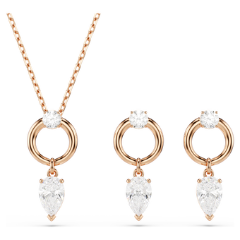 swarovski mesmera set pear cut round cut white rose gold tone plated