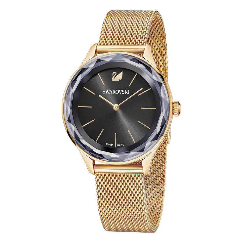 swarovski octea nova watch  milanese bracelet  black  rose gold tone
