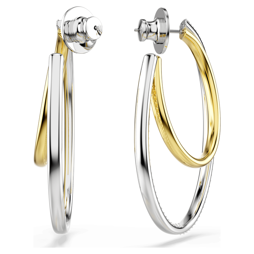 swarovski hyperbola hoop earrings  round cut  medium  white  mixed metal finish