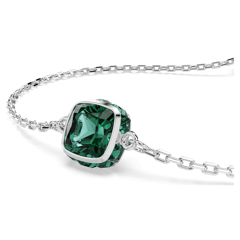 swarovski birthstone bracelet  square cut  may  green  rhodium plated