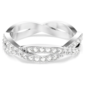 swarovski infinity ring  round cut  white  rhodium plated