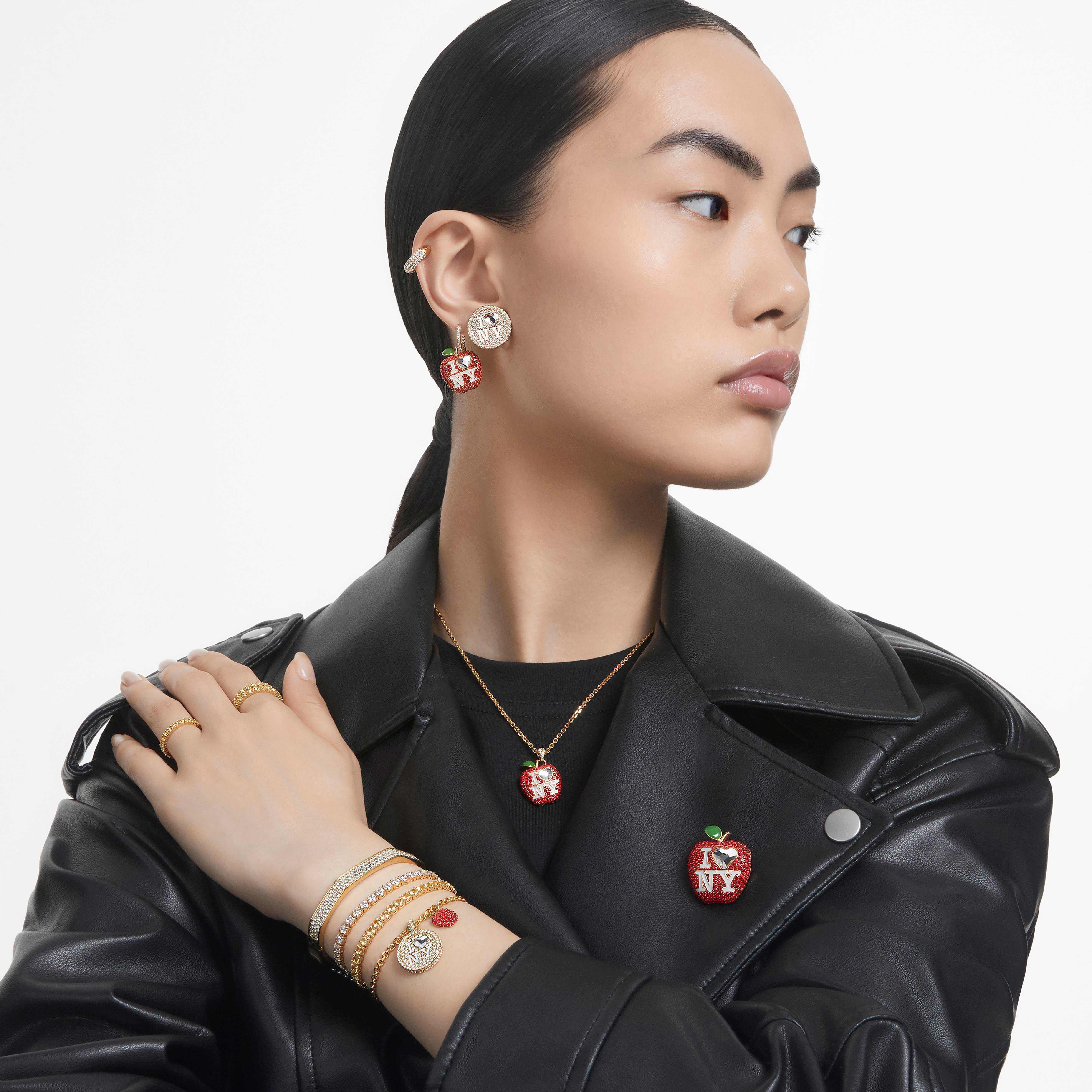 swarovski dextera bangle  octagon shape  white  gold tone plated