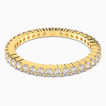 Vitorre ring, Round cut, White, Gold-tone plated