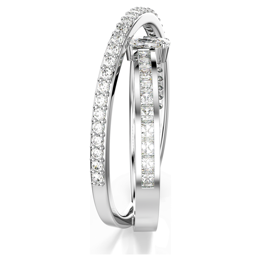 swarovski hyperbola ring  mixed cuts  white  rhodium plated