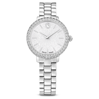 swarovski watch swiss made metal bracelet silver tone stainless steel