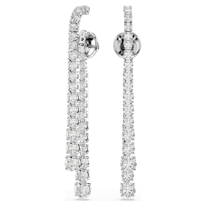 swarovski matrix drop earrings  gradient of round cuts  white  rhodium plated