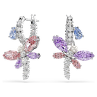 ariana grande x swarovski drop earrings  mixed cuts  dragonfly  multicolored  rhodium plated