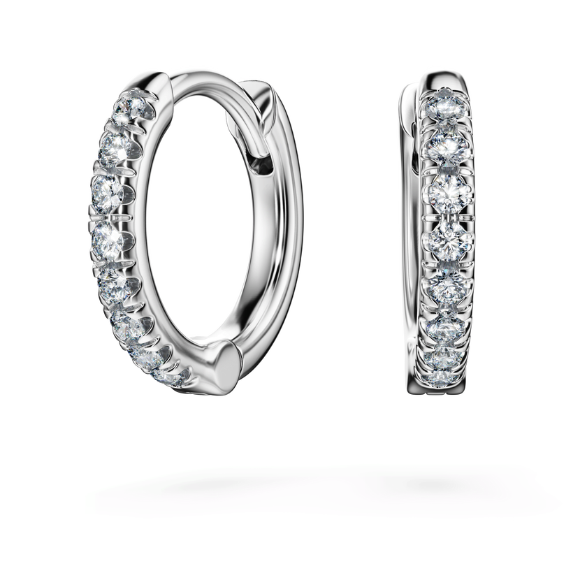 swarovski eternity hoop earrings  laboratory grown diamonds 0 1 ct tw  18k white gold
