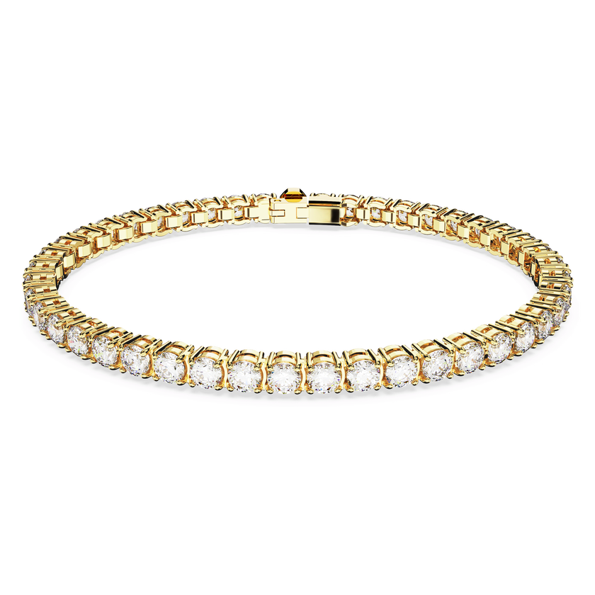 swarovski matrix tennis bracelet  round cut  white  gold tone plated