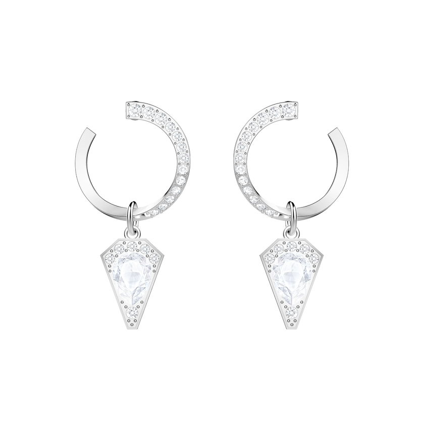 Lucy Kite Pierced Earrings, White, Rhodium plated