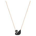 swarovski iconic swan pendant black rose gold plated