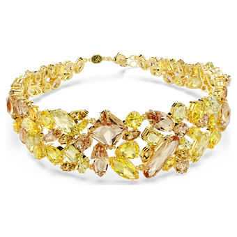 swarovski gema choker mixed cuts yellow gold tone plated