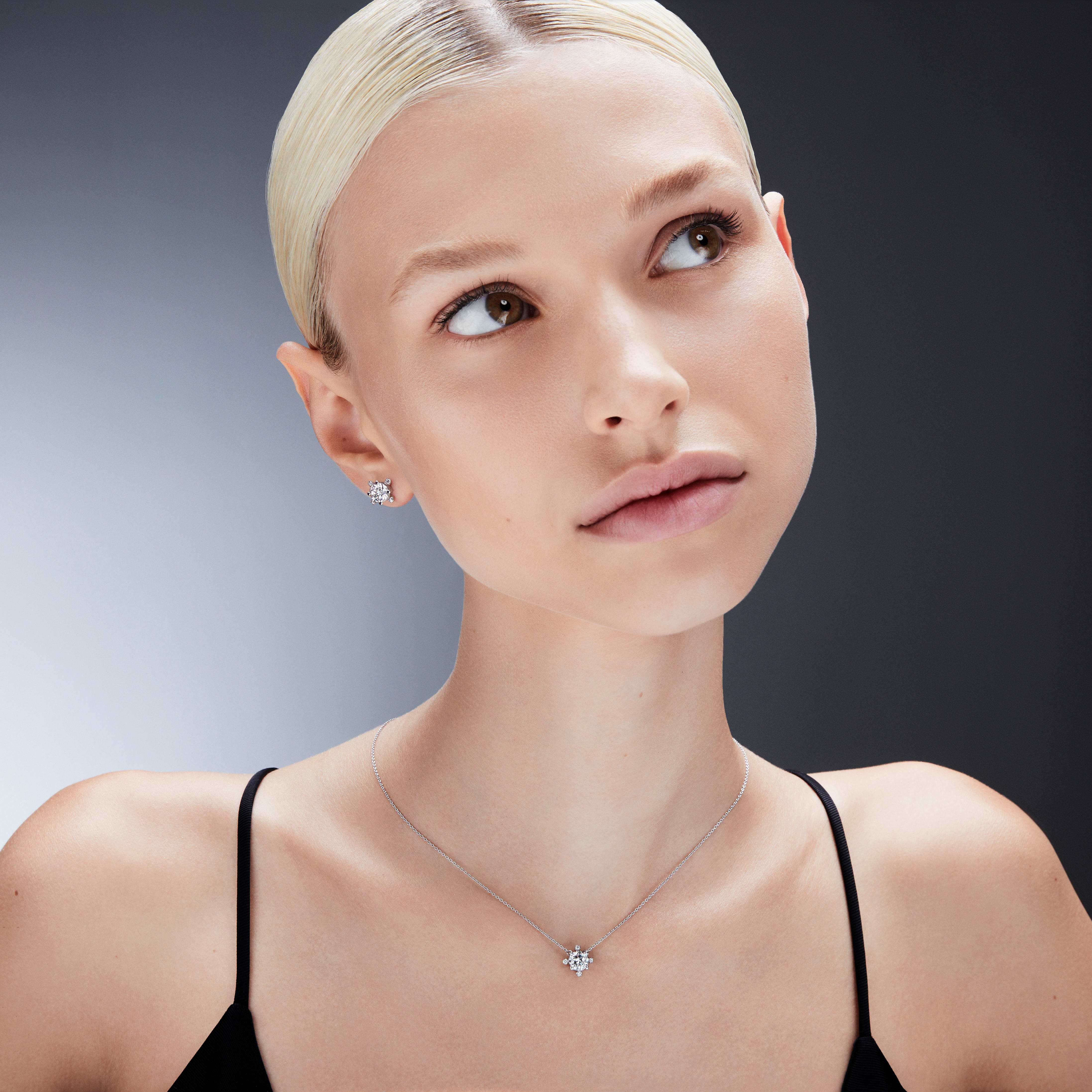 swarovski galaxy stud earrings  laboratory grown diamonds 2 1 ct tw  18k white gold