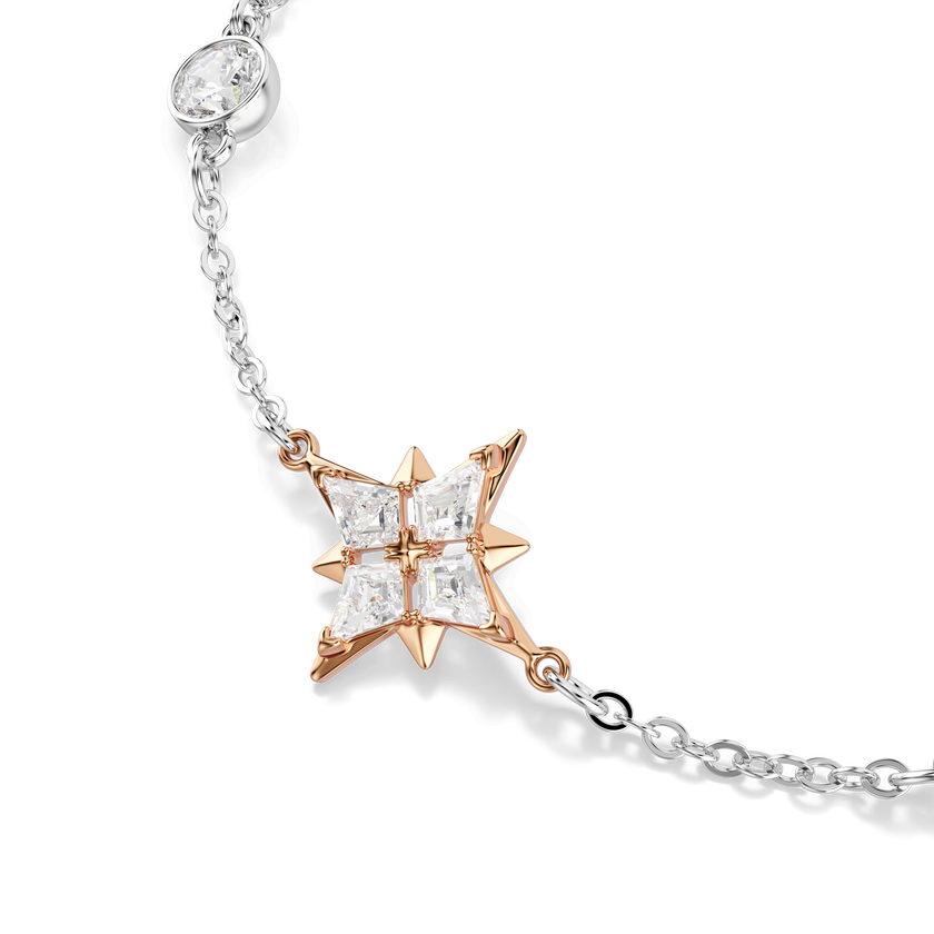 swarovski symbolica bracelet  round cut  moon  white  mixed plating