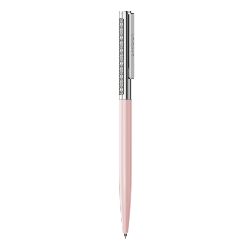 swarovski matrix tennis ballpoint pen  pink lacquered  chrome plated