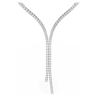 swarovski matrix y necklace  round cut  white  rhodium plated