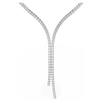 swarovski matrix y necklace  round cut  white  rhodium plated