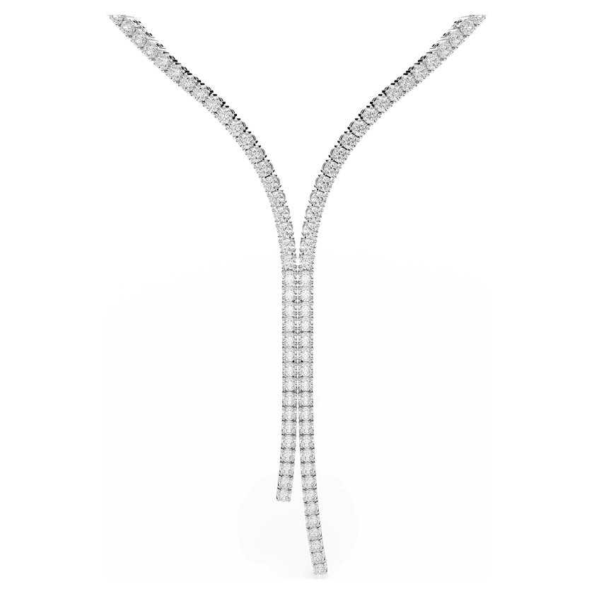 swarovski matrix y necklace  round cut  white  rhodium plated