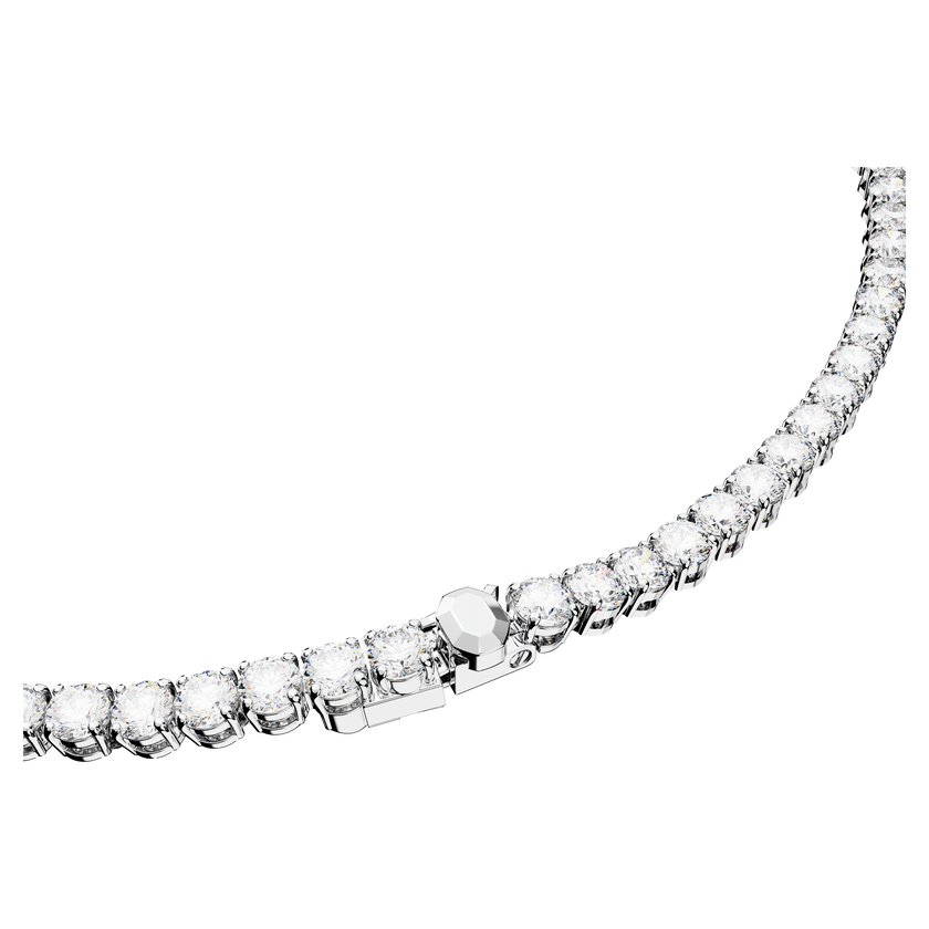 swarovski matrix tennis set  round cut  white  rhodium plated