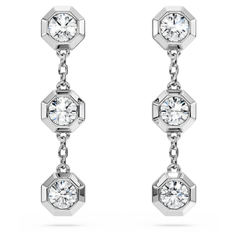 swarovski octagon drop earrings  lab grown diamonds 0 6 ct tw  round shape  sterling silver