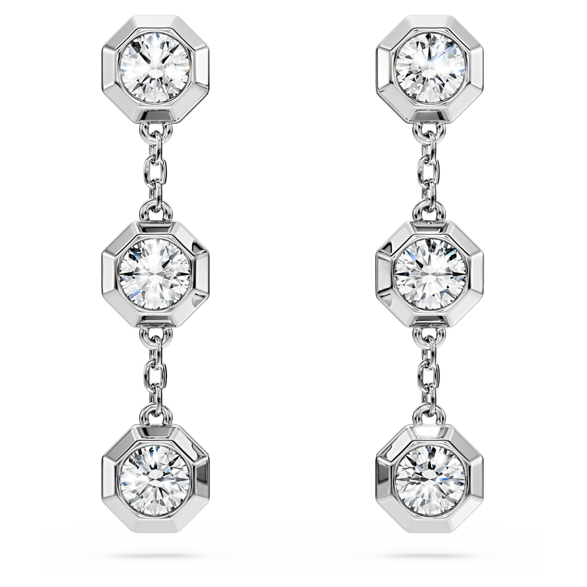 swarovski octagon drop earrings  lab grown diamonds 0 6 ct tw  round shape  sterling silver