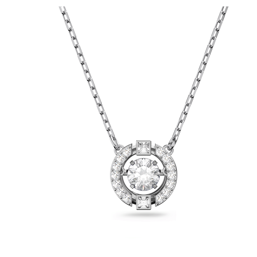 swarovski una necklace  round cut  white  rhodium plated