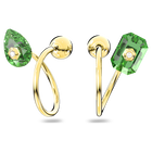Numina earrings, Asymmetrical, Green, Gold-tone plated