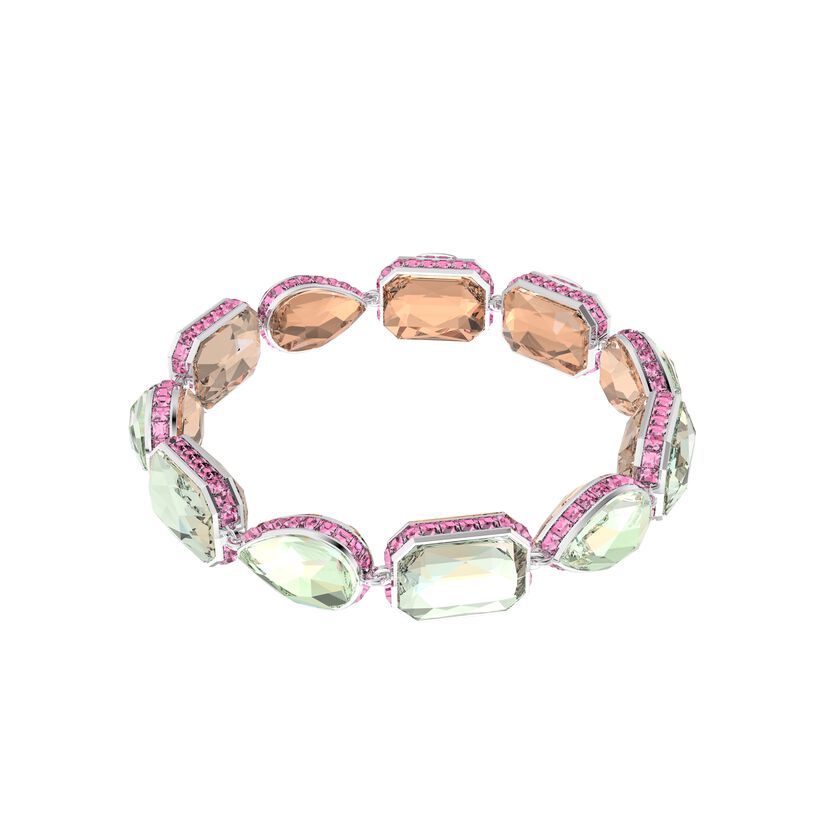 Orbita bracelet,  Reversible, Mixed cut crystals, Multicolored, Rhodium plated