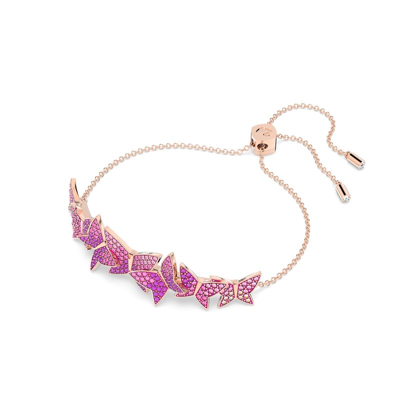 Lilia bracelet, Butterfly, Pink, Rose-gold tone plated