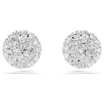 swarovski dextera stud earrings round cut sphere white rhodium plated