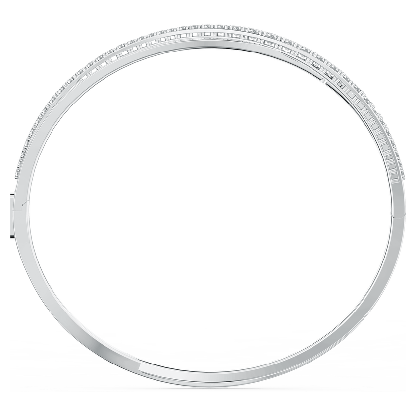 swarovski hyperbola bangle  round cut  white  rhodium plated