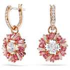 swarovski idyllia drop earrings mixed cuts flower pink rose gold tone plated