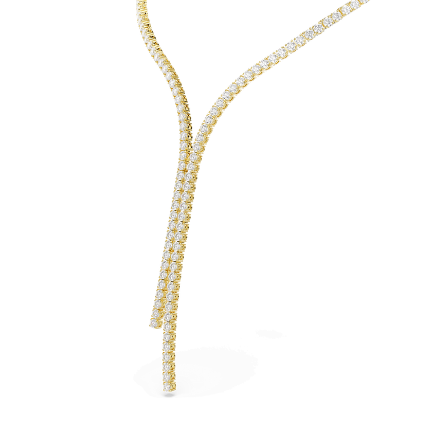 swarovski matrix y necklace  round cut  white  18k gold finish