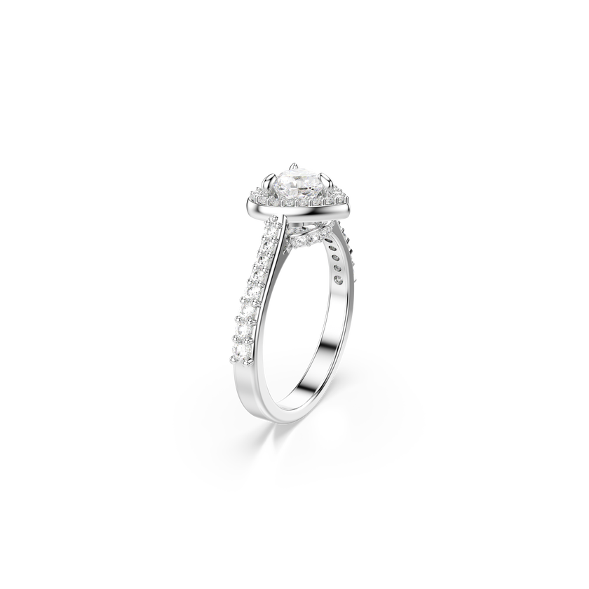swarovski una angelic motif ring  mixed cuts  heart  white  rhodium plated