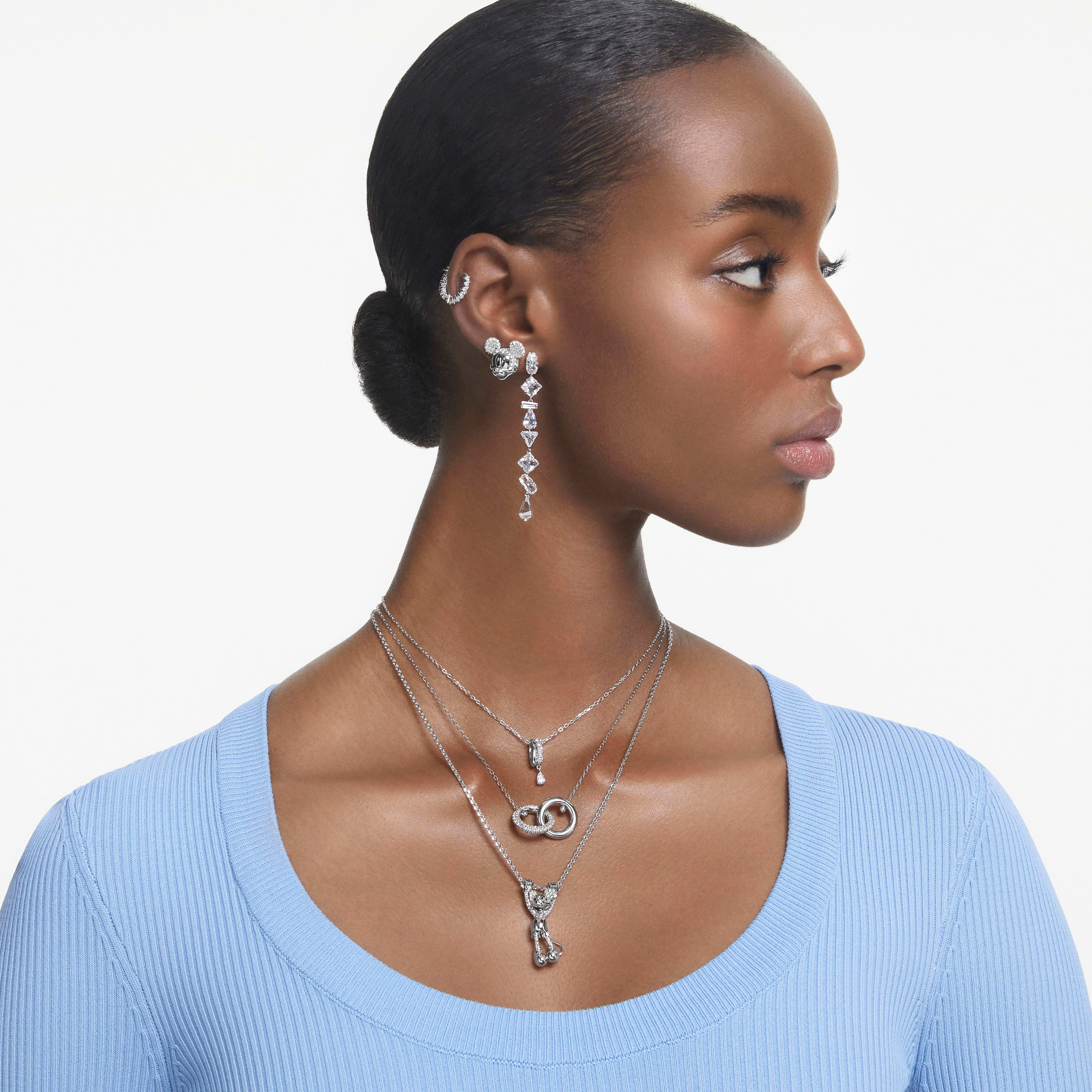 swarovski mesmera drop earrings  mixed cuts  long  white  rhodium plated