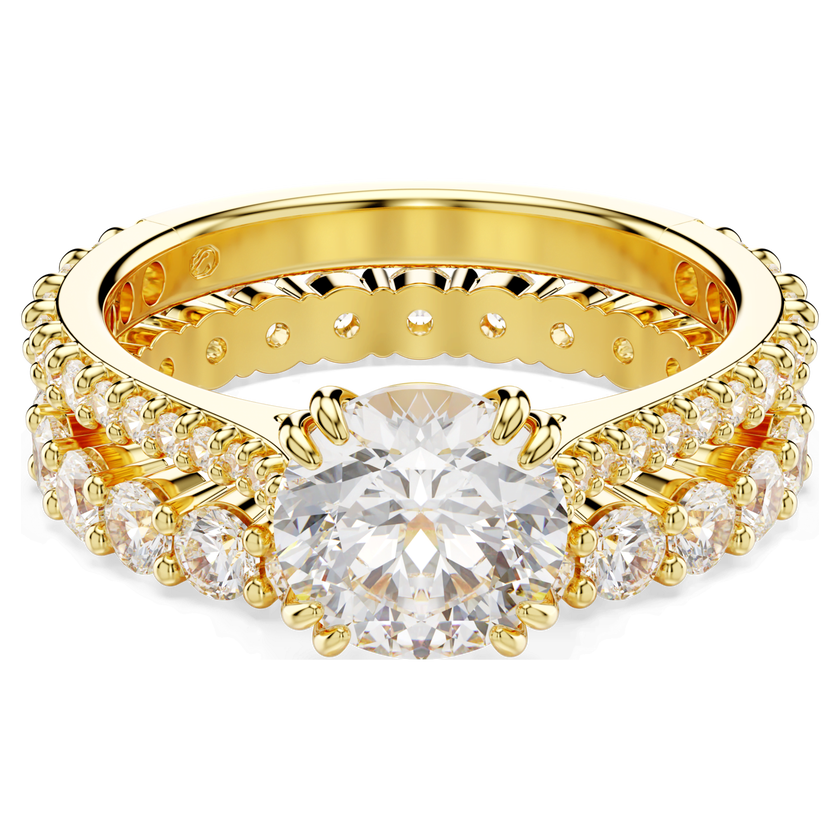 swarovski stilla ring  set  2   round cut  white  18k gold finish